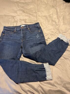 LOFT Dark Blue Cropped Cuffed Women’s Jeans